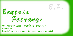 beatrix petranyi business card